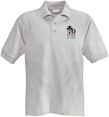 80th Anniversary US Chess Polo Shirt - GRAY