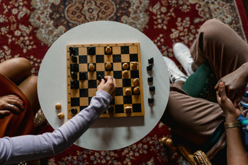 Overhead view of chess board