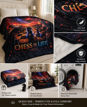 Chess is Life Fleece Blanket