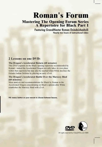 ROMAN'S LAB - VOLUME 31 - Mastering The Opening Forum Series - A Repertoire For Black - PART 1