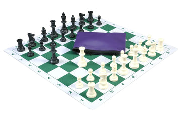 Basic Chess Set Combination with Mousepad Board and Triple Weighted Regulation Plastic Chess Pieces