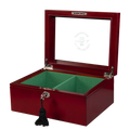 Superior Chess Box - Red Burl - Glass Top