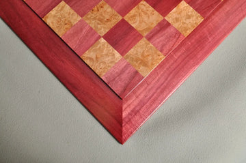 Custom Contemporary Chess Board - Purpleheart / Maple Burl - 2.5