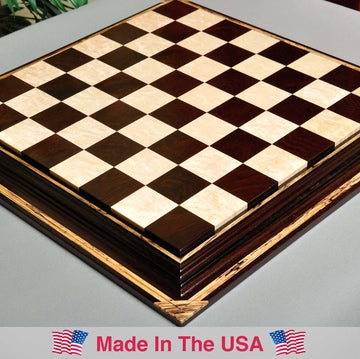 PRE-ORDER - Signature Contemporary Chess Board - AFRICAN PALISANDER  / BIRD'S EYE MAPLE - 2.5" Squares
