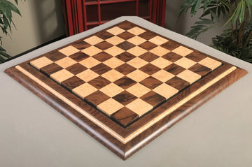 Signature Contemporary V Luxury Chess board - WALNUT BURL / BIRD'S EYE MAPLE - 2.5" Squares