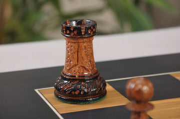 The Burnt Golden Rosewood Dubrovnik Series Chess Set, Box, & Satin Board Combination