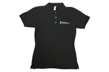 Chesscom New Black Polo-Womens-Black-Large (L)