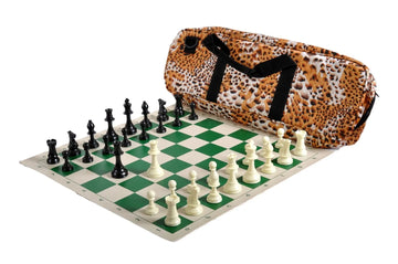 Deluxe Chess Set Combination and Triple Weighted Regulation Pieces | Vinyl Chess Board | Deluxe Bag