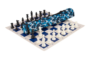Quiver Chess Set Combination - Single Weighted Regulation Pieces | Vinyl Chess Board | Quiver Bag