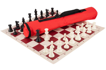 Quiver Chess Set Combination - Triple Weighted Regulation Pieces | Vinyl Chess Board | Quiver Bag