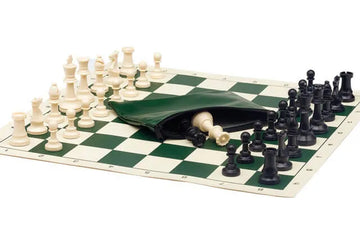 Basic Chess Set Combination - Single Weighted Regulation Pieces | Vinyl Chess Board | Basic Bag