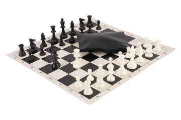 Basic Chess Set Combination - Single Weighted Regulation Pieces | Vinyl Chess Board | Basic Bag
