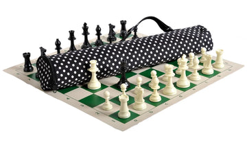 Quiver Chess Set Combination - Solid Plastic Regulation Pieces | Vinyl Chess Board | Quiver Bag