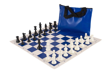 Standard Chess Set Combination - Single Weighted Regulation Pieces | Vinyl Chess Board | Standard Bag