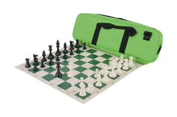 Deluxe Chess Set Combination and Single Weighted Regulation Pieces | Vinyl Chess Board | Deluxe Bag