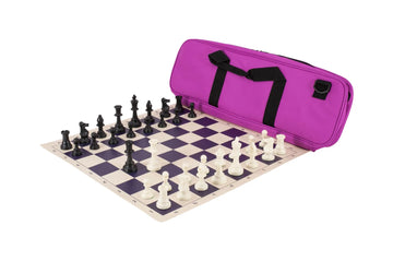 Deluxe Chess Set Combination and Single Weighted Regulation Pieces | Vinyl Chess Board | Deluxe Bag