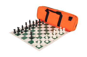 Deluxe Chess Set Combination and Single Weighted Regulation Pieces | Vinyl Chess Board | Deluxe Bag