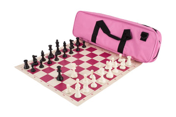 Deluxe Chess Set Combination and Triple Weighted Regulation Pieces | Vinyl Chess Board | Deluxe Bag