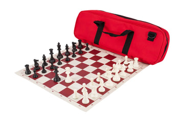 Deluxe Chess Set Combination and Single Weighted Regulation Pieces | Vinyl Chess Board | Deluxe Bag