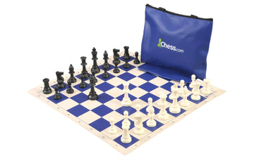 Chess.com Standard Chess Set Combination - Triple Weighted Regulation Pieces | Vinyl Chess Board | Standard Bag