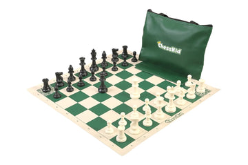 ChessKid Standard Chess Set Combination - Single Weighted Regulation Pieces | Vinyl Chess Board | Standard Bag