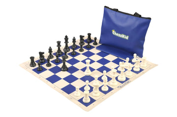 ChessKid Standard Chess Set Combination - Single Weighted Regulation Pieces | Vinyl Chess Board | Standard Bag