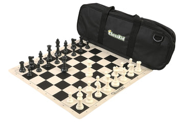 ChessKid Deluxe Chess Set Combination and Triple Weighted Regulation Pieces | Vinyl Chess Board | Deluxe Bag