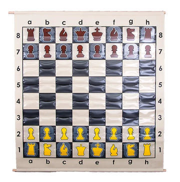 Black - 36" Pouch-Style Chess Demonstration Set with Deluxe Carrying Bag - Clear Plastic Pieces