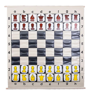 Black - 28" Pouch-Style Chess Demonstration Set with Deluxe Carrying Bag - White Plastic Pieces