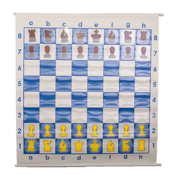 Blue - 36" Pouch-Style Chess Demonstration Set with Deluxe Carrying Bag - Clear Plastic Pieces