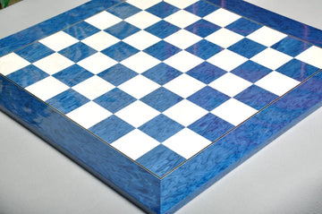 Blue Erable and Bird's Eye Maple Standard Traditional Chess Board - Gloss Finish