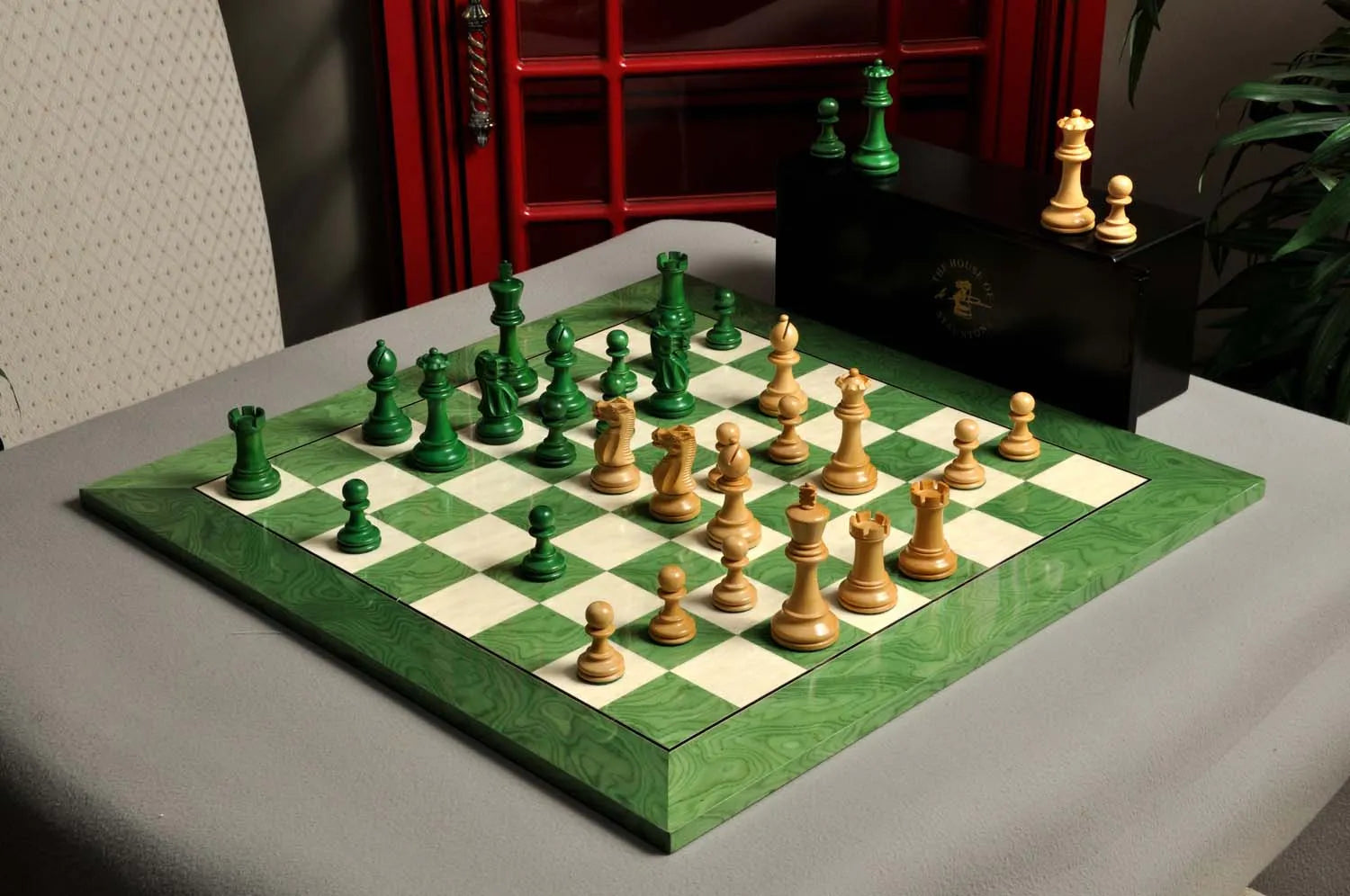 The Grandmaster Chess Set and Board Combination - Green Gilded ...