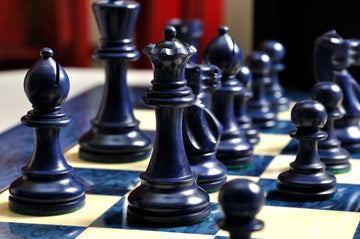 The Grandmaster Chess Set, Box, & Board Combination - Blue Gilded