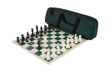 Deluxe Chess Set Combination - Solid Plastic Regulation Pieces | Vinyl Chess Board | Deluxe Bag
