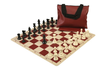 Standard Chess Set Combination with Silicone Chess Board - Triple Weighted Regulation Pieces | Silicone Chess Board | Standard Bag