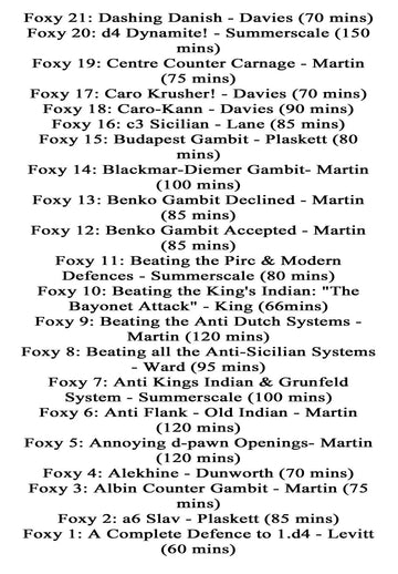 The Complete Foxy Openings on DVD - VOLUMES 1-187 PLUS KASPAROV AND KARPOV! - 9 DVDs
