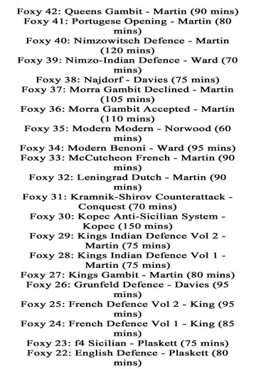 The Complete Foxy Openings on DVD - VOLUMES 1-187 PLUS KASPAROV AND KARPOV! - 9 DVDs