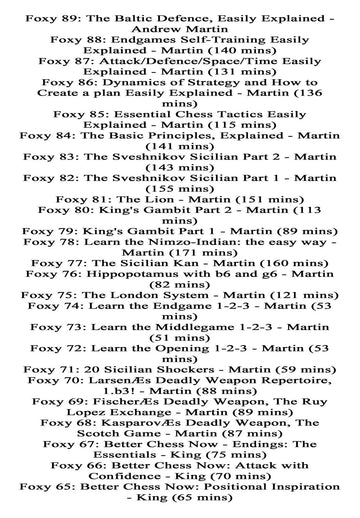 The Complete Foxy Openings on DVD - VOLUMES 1-187 PLUS KASPAROV AND KARPOV! - 9 DVDs