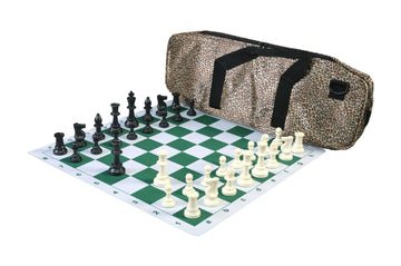 Deluxe Chess Set Combination and Triple Weighted Regulation Pieces | Thin Mousepad Chess Board | Deluxe Bag
