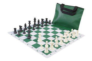 Standard Chess Set Combination with Thin Mousepad Board - Single Weighted Regulation Pieces | Thin Mousepad Chess Board | Standard Bag