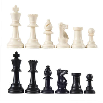 Basic Plastic Tournament & Club Staunton Chess Pieces with 3 3/4" King and Extra Queens - Unweighted