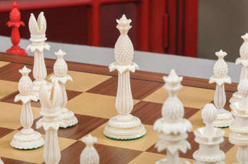 The Lund Anglo-Indian Reproduction Luxury Bone Chess Pieces - 4.75