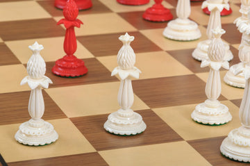 The Lund Anglo-Indian Reproduction Luxury Bone Chess Pieces - 4.75