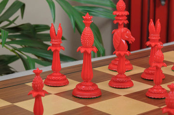 The Lund Anglo-Indian Reproduction Luxury Bone Chess Pieces - 4.75