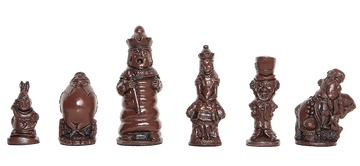 Alice in Wonderland Chess Pieces - Brown & Natural