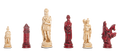 Roman Themed Chess Pieces - 4.25" King - Red & Natural