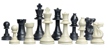 Drawstring Chess Set Combination - Solid Plastic Regulation Pieces | Vinyl Chess Board | Drawstring Bag