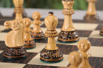The Burnt Golden Rosewood Reykjavik II Series Chess Pieces - 3.75