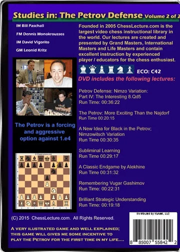 Studies in: The Petrov Defense - 2 DVDs - Chess Lecture - Volume 129