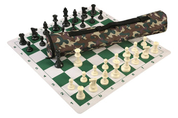 Quiver Chess Set Combination and Triple Weighted Regulation Pieces | Thin Mousepad Chess Board | Quiver Bag